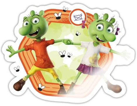 Spreadshirt Die Olchis Film Die Olchi Kinder Tanzen Sticker, max. 10 x 10 cm, 10 x 10 cm, Weiß glänzend