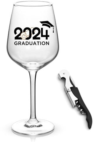 Joymaking Bicchiere da vino personalizzato – Laurea 2024, regalo di laurea per lei, regalo di congratulazioni per laurea, regalo di laurea felice per amici, regalo di laurea in vetro 425,2 g