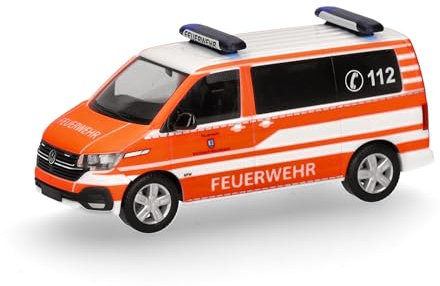 Herpa Modellauto VW T6.1 MTW Feuerwehr Ransbach-Baumbach, Miniatur im Maßstab 1:87, Sammlerstück, Made in Germany, Modell aus Kunststoff