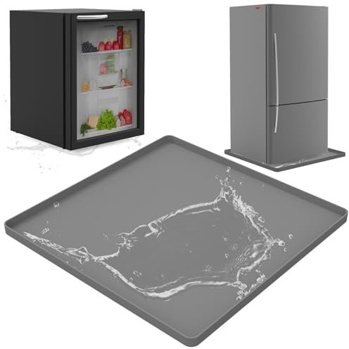 Yempum Silikonmatte Kühlschrankmatten,60x60cm Mini Kühlschrankmatte Mit Erhöhtem Rand Verhindern Sie Leckagen und Bodenschäden Wie Minikühlschränken Waschmaschinen Trocknern und Mehr, Grau