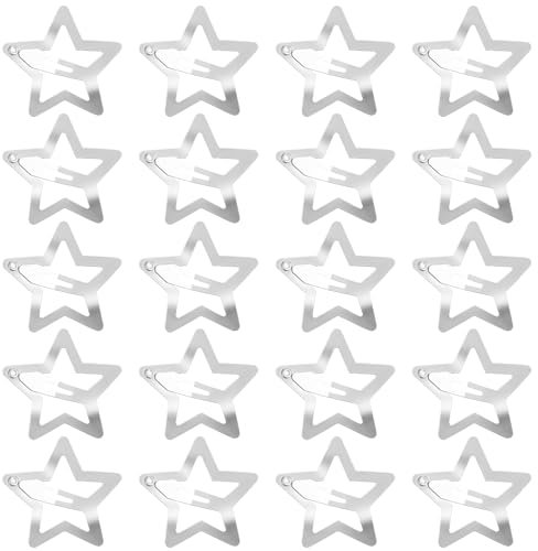 Qianyu 20 Stück Stern Haarspangen Silber Rutschfest Pentagramm Sterne Haarspangen rutschfeste Metallstern Snap Kopfschmuck Stern Haarklemmen Retro Haarschmuck für Frauen Mädchen