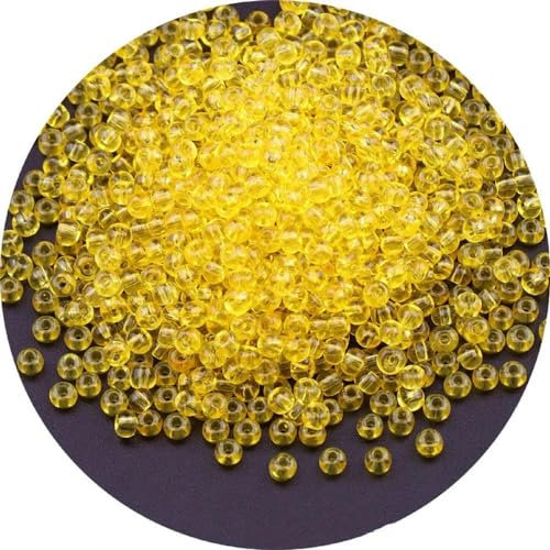 2/3/4 mm transparente Glasperlen, bunte, runde Abstandsperlen für die Herstellung von DIY-Schmuckarmbändern, Zubehör-Gelb, 11–2 mm, 27.000 Stück