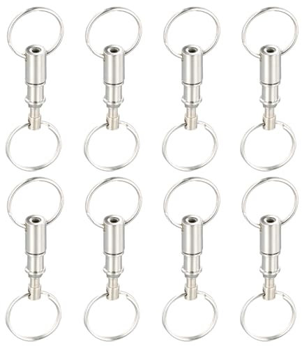Shengxi Porte Clés Amovible Double 8 Pièces Porte-clés Détachables en Métal Porte-clés Fendus à Double Extrémité Couplage Organisateur de Clés pour Sac Sac à Main Voyage (Argent)