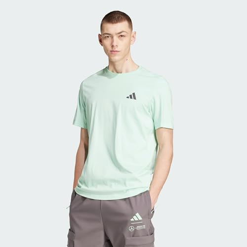 adidas Men's Mercedes - AMG Petronas Formula ONE Team Premium Woven Graphic TEE Men, Frozen Green/Grey strata, S