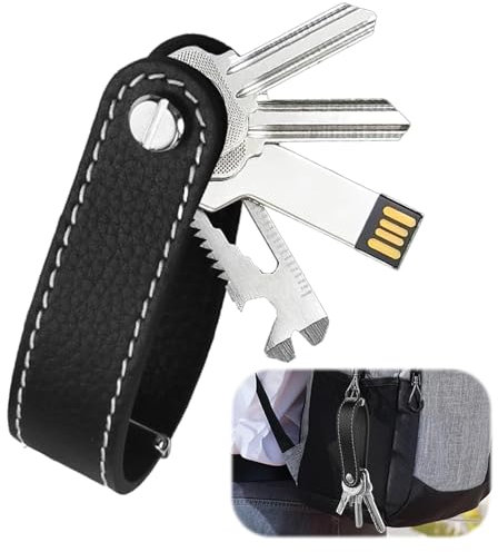 Porte-clés en Cuir, Trousseau De Clés, Porte-clés Homme,Organisateur De Clés Détachable Et Élégant, Capacité De 7 À 9 Clés, Design Compact Et Silencieux, Boîte-Cadeau Stylée Idéal Pour Offrir