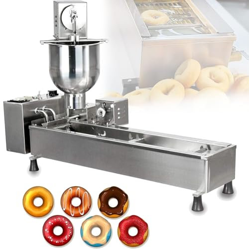 vanenferse Máquina Comercial para Hacer Donas Automática De Una Hilera, Máquina para Hacer Donas con Tolva De 7 litros con Moldes De 3 Tamaños, Freidora De Acero Inoxidable para Donas