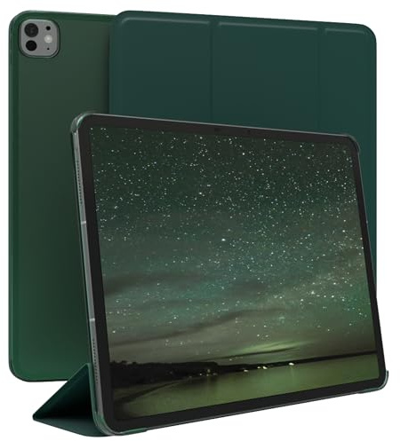 EAZY CASE - Coperchio di protezione per iPad Pro 13 (2024) Smart Cover Tablet Smartcase per alzarsi in piedi, con funzione di stand Sleep Wake Up, in pelle sintetica, Verde notte