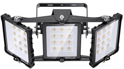 SOLLA 150W Projecteur LED d'extérieur avec capteur de crépuscule à l'aube, 6000K, IP66 Étanche 3 têtes,15000lm, Éclairage de sécurité extérieur, Convient pour la cour, l'entrepôt, le jardin, etc.