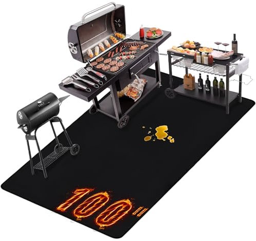 THMINS 254X130CM Extra Large Grill Mat for Outdoor Grill - Fireproof Deck and Patio Protector, Waterproof and Oil-Proof Barbecue Grill Mat