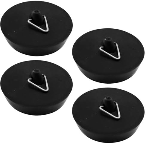 JEYORZY 4 Pezzi Tappo per lavello In Gomma, Vasca da Bagno Tappo per lavello, Tappo Scarico Lavandino Scarico lavandino, con Gancio Tappo per lavello, per Vasca da Bagno, Cucina e Bagno(Nero)