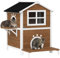 PawHut Niche pour Chat en Bois avec fenêtre, Balcon, résistante aux intempéries, avec 2 Niveaux, Fond Amovible, pour 1 à 2 Chats, intérieur, extérieur, 66 x 66 x 90 cm, Marron