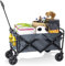 EASYmaxx klappbarer Bollerwagen | Faltbare 360°-Reifen für bis zu 80 KG Tragkraft | Geeignet für Camping, Garten, Ausflüge | Kompakter Transportwagen mit Getränkehalter + stabilem Rahmen und Achse