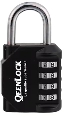 QEENLOCK Cadenas Code 4 Chiffres, Cadenas a Code Pour Casier Vestiaire Sport, College, Scolaire, Cadna avec Code Exterieur Pour Portail, Abri de Jardin,couleurs noir, bleu, rouge (noir)