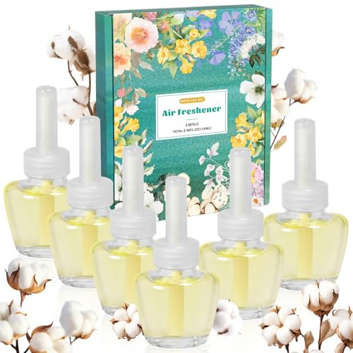 Scent-Hi Desodorante Casa Recarga 6x19ML - Algodón, Ambientador Eléctrico Recarga Adecuado para Aire Wick/Glade Difusor Eléctrico