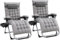 TLGREEN 2er Set Sonnenliege Liegestuhl, klappbare Gartenliege, Verbreitert mit Kissen, Wetterfest, Verstellbare Rückenlehne, mit Kopfstütze, Getränkehalter, Belastbar 160 kg, für Garten, Pool (Gray)