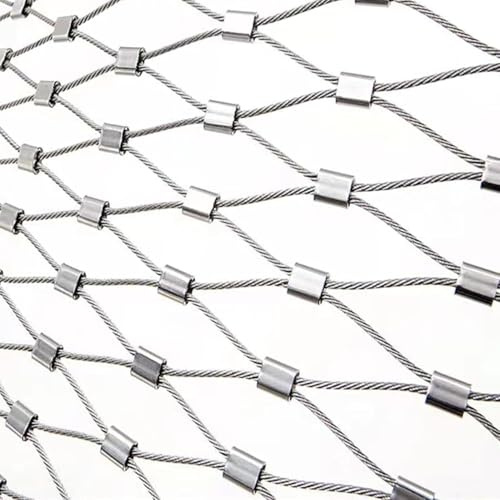 Edelstahl-seilnetz, Edelstahl-seilnetz, Flexibles Kabel-balustraden-Netz Für Geflügelbarriere, Leicht Zu Schneidendes Multifunktionales Metallgitter (Silber, 1x3m), Silver-8cm, 2x6m