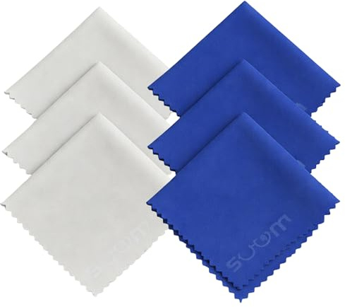 SUUM co. Lingettes Microfibre pour Lunettes et Écrans Pack 6 15x18cm - Nettoyage sans Rayures pour Lunettes et Électronique - Chiffons Antitraces Bleu et Gris Coréens - Lavable et Durable