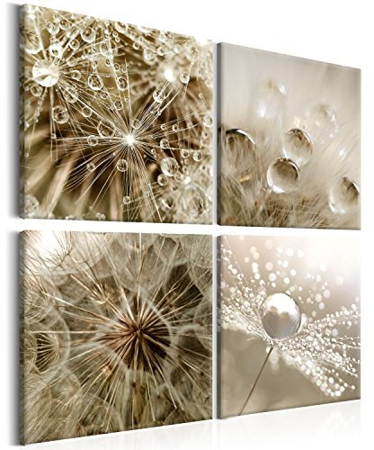 murando - Wandbilder Set Pusteblume 40x40 cm 4 Teilig je 20x20 Vlies Leinwandbild Kunstdruck modern Wandbilder XXL Wanddekoration Design Wand Bild mehrteilig Natur Blumen zart Tau Natur