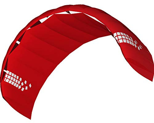 HQ4-Kites 118215 - Beamer 4.0 Red, Vierleiner Lenkmatte Handlekite, Fläche: 4.0qm, Spannweite: 374cm, inkl. 200/120kp Dyneemaschnüre 4x20m auf Quad-Handles, 3-24 Knoten