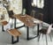 SAM 6 TLG. Essgruppe Esra, Baumkantentisch 120x80 cm & -Bank 120x40 cm, Akazie-Holz Cognacfarben, Gestell schwarz, 4X Schalenstuhl ULF braun