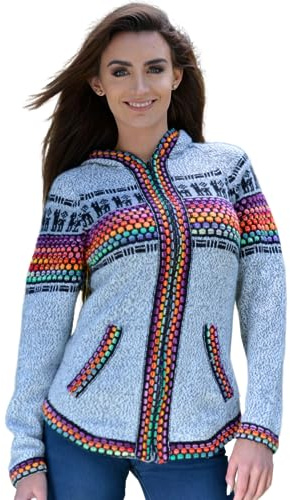 Gamboa Alpaka Cardigan Damen mit Kapuze Strickjacke Pullover Herbst Winter