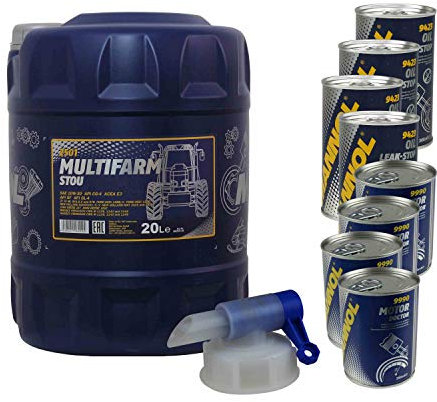 20L Motoröl MANNOL SAE 10W-30W Multifarm STOU 4xLeak-Stop+Motor Doctor