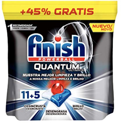 Finish Powerball Ultimate All in 1 Pastillas para el lavavajillas, eficaz contra manchas resecas, pack ahorro 15 pastillas