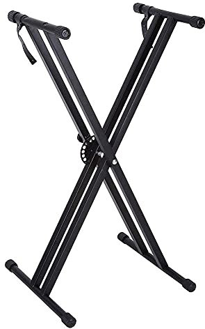 Lanpou Supporto per Tastiera monostrato, Supporto per Pianoforte a Doppio Tubo a Forma di X, Supporto per Pianoforte in Metallo