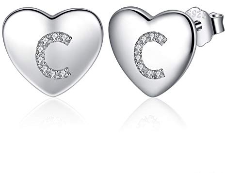 Jrêveinfini Buchstaben Ohrringe Silber 925 Damen Mädchen Kinder, Herz Ohrstecker Weihnachten Geschenke für Mädchen Frauen Tochter Enkelin
