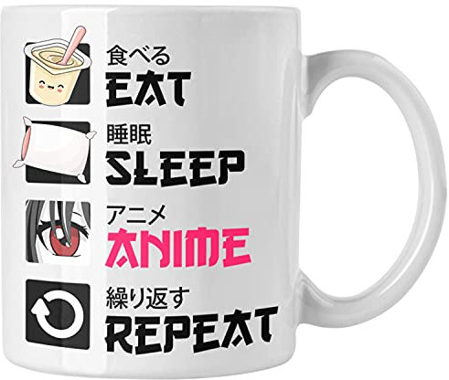 Trendation - Anime Tasse Geschenk Spruch Kaffeetasse Geschenke Deko Anme Fan (Weiß)