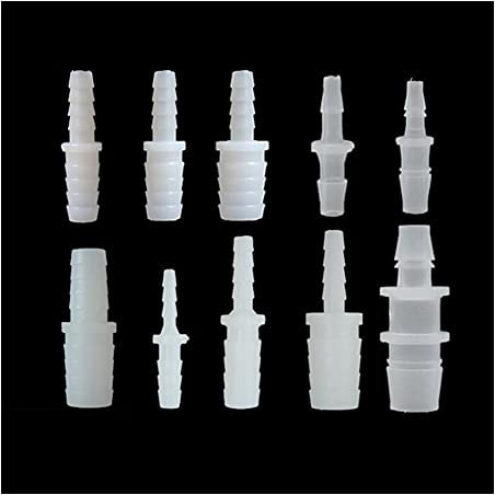 OPYTR Pipe Fitting 5 Pieces 3mm 4mm 5mm 6mm 8mm 9mm 10mm 11mm 12mm Hose Barb Two Way Plastic Connector Pipe Fitting Reducer For Aquarium Fish Tank Push-to-Connect (Color : 3-5mm)