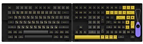 Akko PBT Keycaps Black&Gold 158-Key ASA Profile PBT Double-Shot Keycap Set for Mechanical Keyboards with Japanese Hiragana with Collection Box