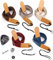 Longteam Correa para ukelele de lino, de piel, longitud ajustable, duradera, con clavos, cuerda y púas (marrón liso)
