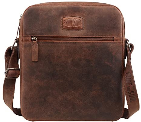 fixbag FB1447198 - Fahrrad-Umhängetasche mit Klickfix Adapterplatte + Caddy Adapter, Fahrradtasche für Damen und Herren, Schultertasche aus Echt Leder, ca. 31 x 28 x 5 cm, Braun