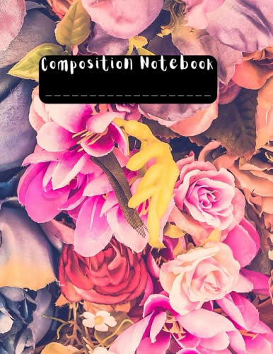 Composition Notebook:: Vintage flowers Illustration. College Ruled. Tropical seamless pattern with exotic flowers. Flowers Blooming Jungle Background ... the Physical Sciences (Vintage Composition)