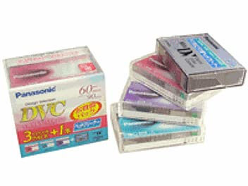 Panasonic AY-DVM60DN4C Lot de 4 (3 x AY-DVM60 MiniDV Design Edition + 1 x cassette de nettoyage MiniDV)