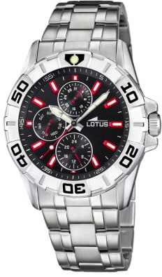 Lotus Herrenuhr Analog aus Edelstahl 316l Silberfarben | Quarzwerk, Widerstandsfähiges Mineralglas, Wasserdicht 10 ATM, Multifunktion 18831/7 Special Prices