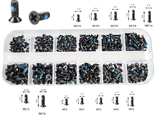 360pcs Blue Nylok Screws Kit 12 Sizes,Laptop Notebook Computer Replacement Assortment, M2 M2.5 M3 for Lenovo Toshiba Gateway Samsung HP IBM Dell Sony Acer Asus SSD Hard Disk SATA M.2 SSD,by Persberg