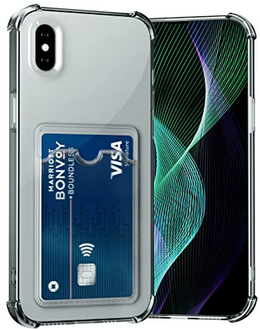 AKABEILA Case for iPhone XS Max Clear Slim Phone Case Soft TPU Wallet Case Bag Cover with Card Slot Holder Shockproof 6.5