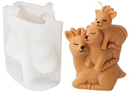 Xidmold 3D Reh Silikonform Kerzenform, Tier Backform Silikon Formen für Fondant, Tortendeko, Schokolade, Seife, Gips, Sojawachs Kerzen, Epoxidharz Handwerk (L)