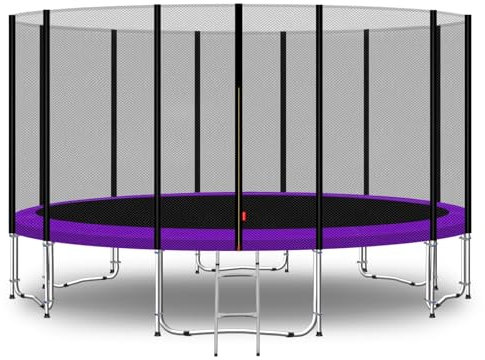 Baunsal® Trampolin Outdoor Ø 457 cm (EXD) lila als Komplettset mit Federabdeckung, Sprungmatte, Netz und Leiter - Gartentrampolin Spielzeug für Kinder