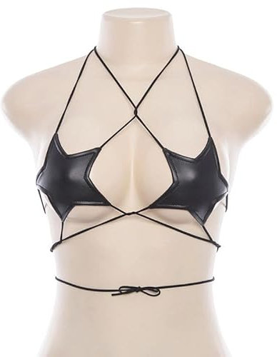 Morningmo Glitzernder, reflektierender BH für Musikfestival, Damen, fünfzackiger Stern-BH, Träger-BH, Neckholder-Top