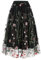 Damen T?llrock Langes Blumen Stickerei Rock Elegant Elastischer A-Linie Lagenrock Plissee T?ll Langes Kleid Blumenmuster Midir?cke Hohe Taille L?ssiges M?dchen Rock Vintage 50er Meshrock Schwarz XL