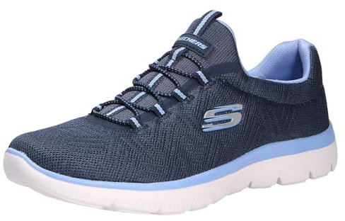 Skechers Summits Artistry Chic, Scarpe da Ginnastica Donna, Bordo Blu A Rete Blu Navy, 35 EU
