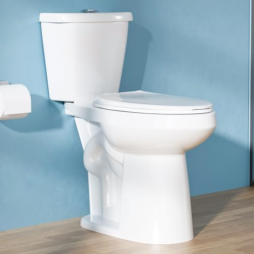 HOMLYLINK Inodoro alargado extra alto de 22 pulgadas para personas mayores 1.1/1.6 GPF, color blanco