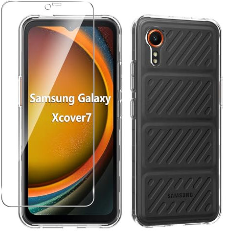 ZjoOoj Cover per Samsung Galaxy Xcover 7 con 1 Pezzi Pellicola Vetro Temperato, Anti Ingiallimento Custodia,Antiurto, Anti-Graffio (Trasparente)