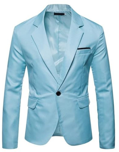 seiveini Blazer Veste à Carreaux Homme Manches Longues Blazer Manteau Boutonnage Blouson Costume Jacket Veste de Costume Slim Fit Veston Elégant Formel pour Business Casual C Bleu Clair XXL