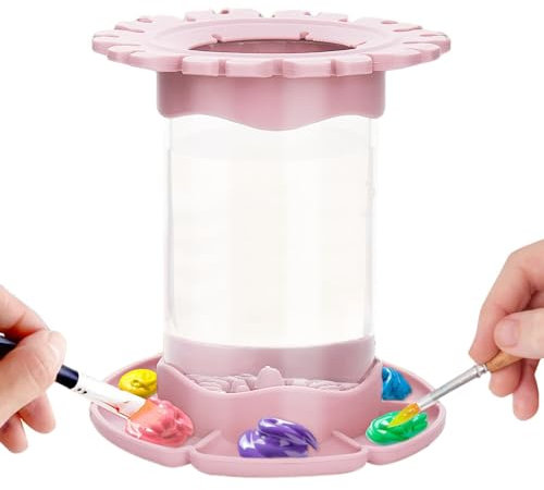 All-in- Paint Brush Cleaner Rinse Cup | Art,Studio,Brushes Holder & Silicone Cleaning System for Acrylic, Watercolor, Water-Based Paints, Paintbrush Cleaning Cup with Palette and Brush Organizers