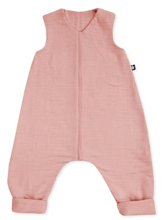 Julius Zöllner Schlafoverall Jumper Musselin 0,5 TOG Gr. 80 | 100% Baumwollmusselin | Oeko-TEX Standard 100 | Dusty Rose