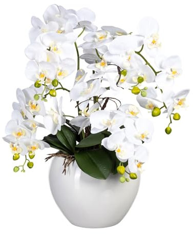 Gasper künstliche Orchidee REAL Touch H. 56cm weiß in weißem Keramiktopf